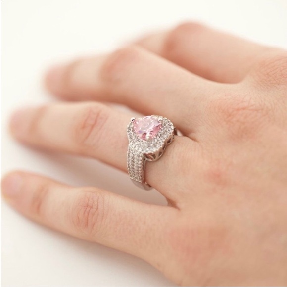 🆕 925 Pink Heart Sapphire Ring - Picture 5 of 15